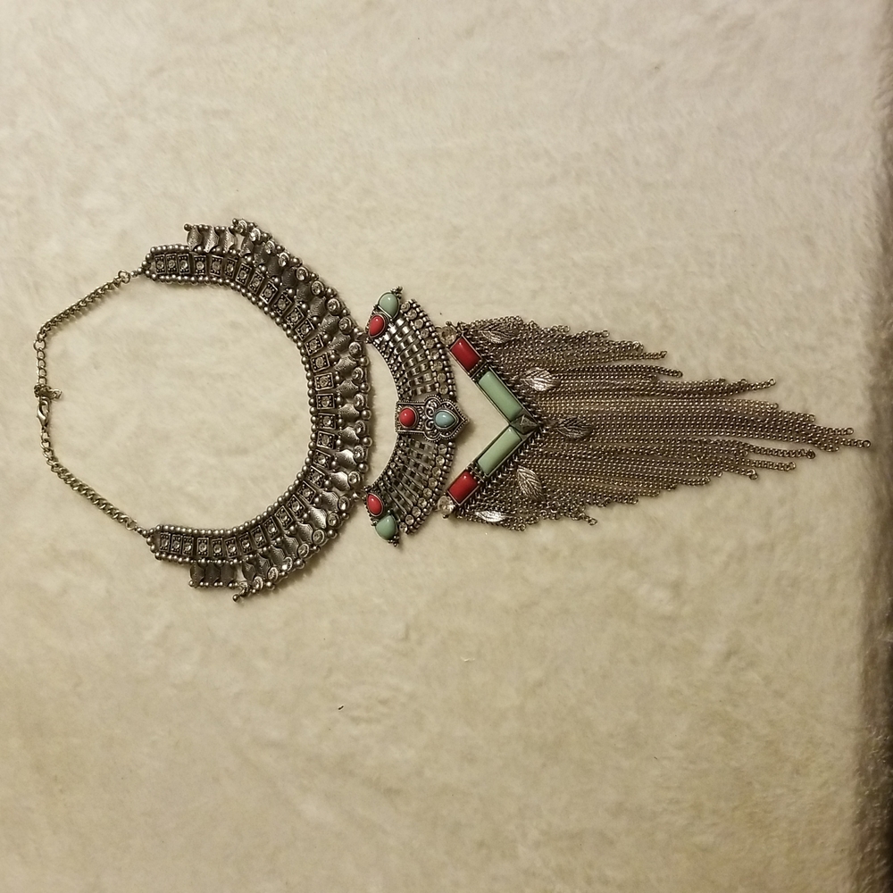 Large Statement Rhinestone Chandelier Necklace - image 2